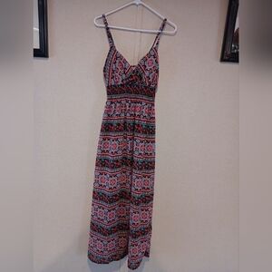She's Cool Boho Maxi Dress Sz Medium Multicolor Pattern Adjustable Straps